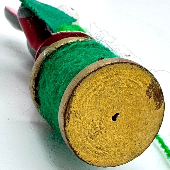 Vintage Wood Mouse Ornament Seamstress Decor On Spool Mid-Century Hand-Painted - Picture 5 of 9